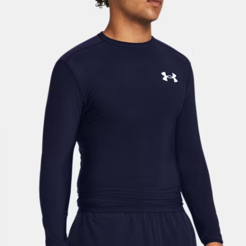 2XL MENS UNDER ARMOUR COMPRESSION NAVY BLUE HEATGEAR LONG SLEEVE TOP